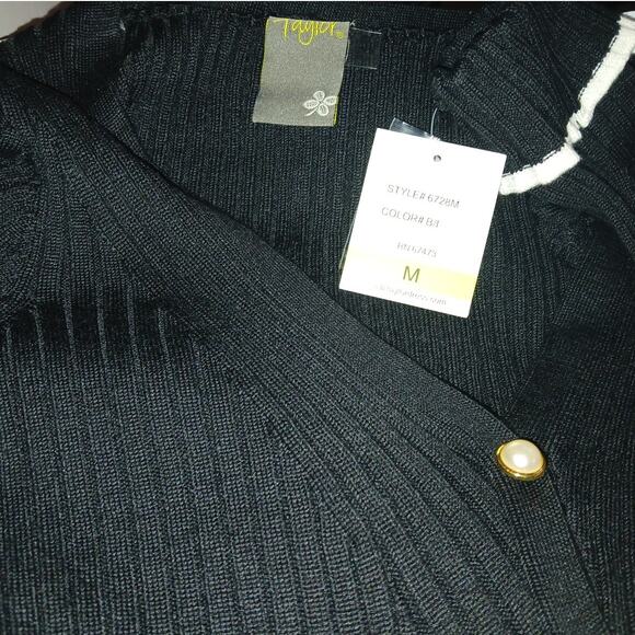 (60% OFF ) NWT Taylor Fit And Flare Black/Ivory Midi Sweater Dress M MSRP: $140 - Picture 2 of 8